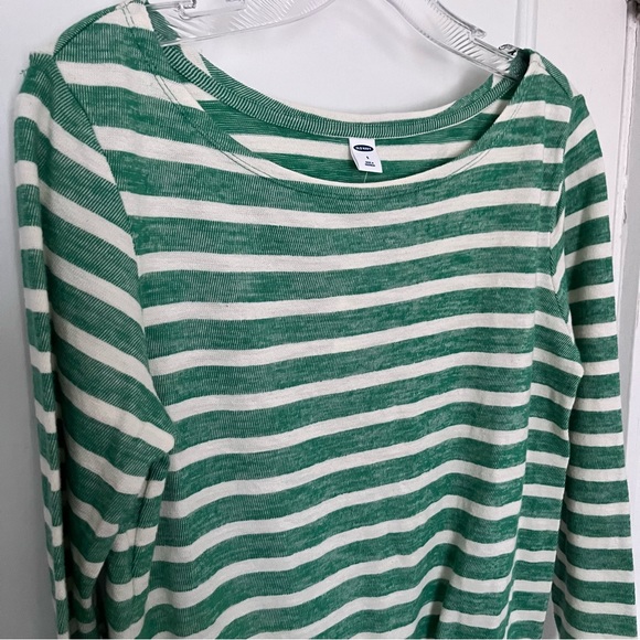 Old Navy tie front green striped cotton sweater - Picture 3 of 13